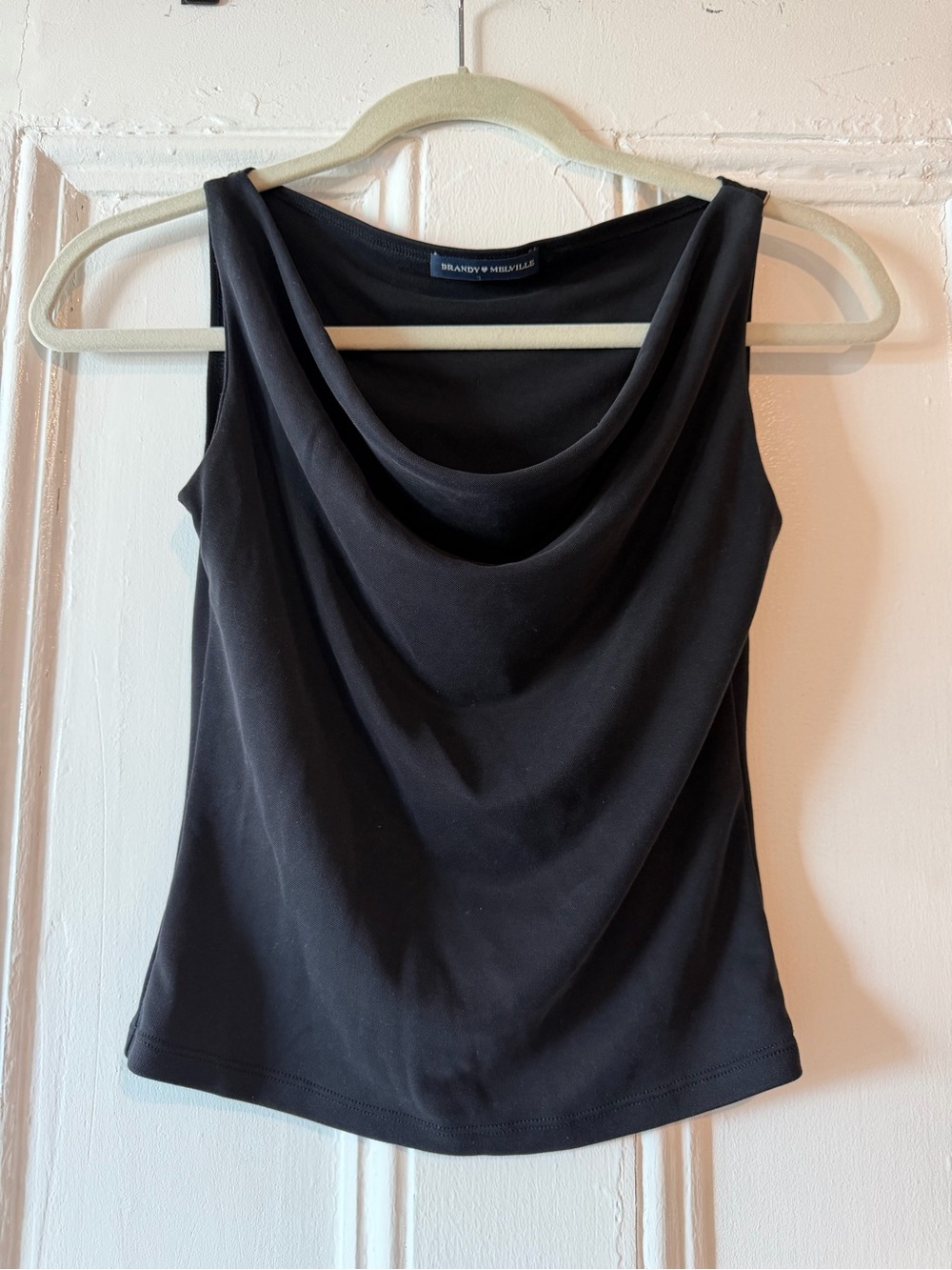 Brandy Melville Black Cowl Neck Tank Top